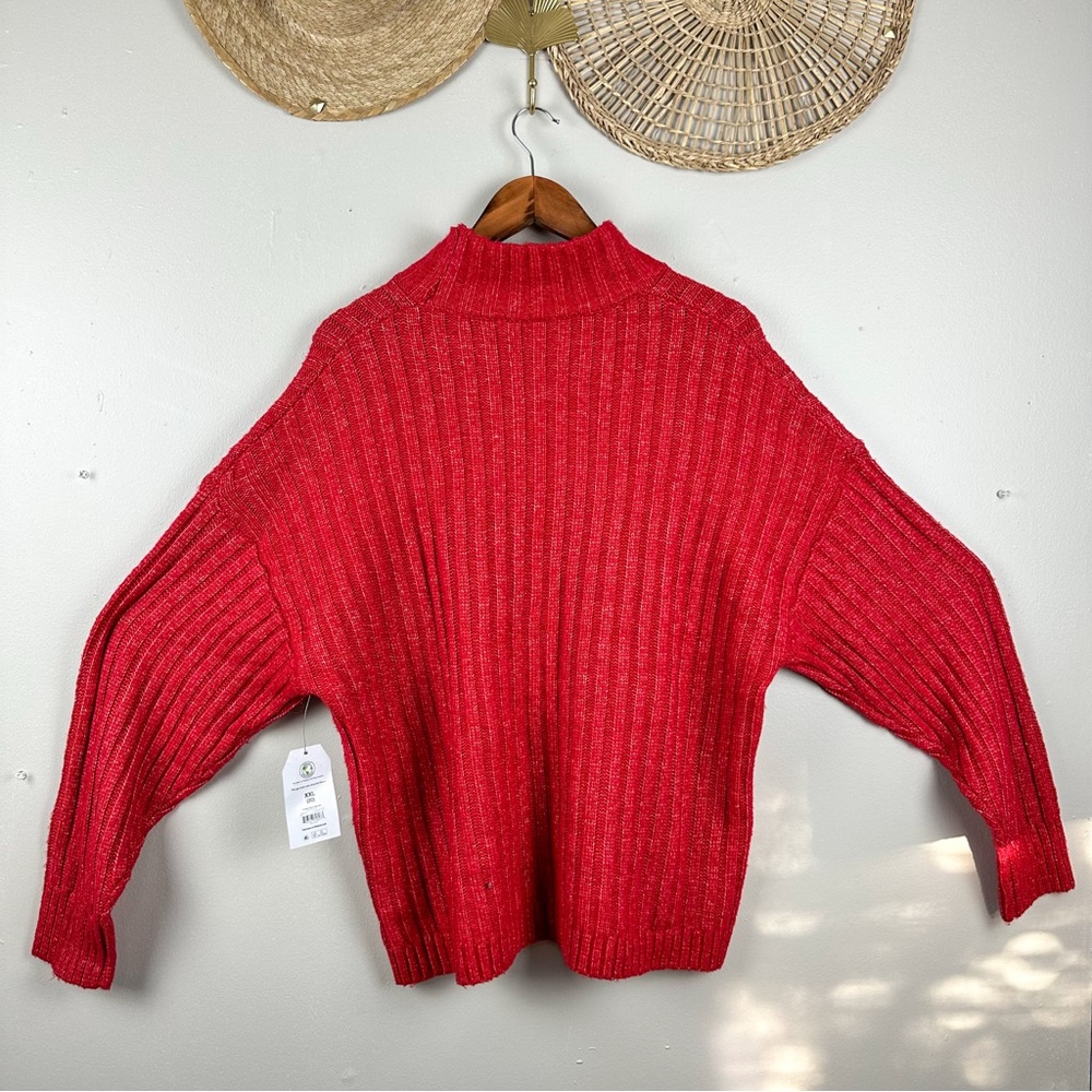 Time and Tru Red Plus Size Turtle Neck Knit Chunky Sweater - Picture 3 of 10